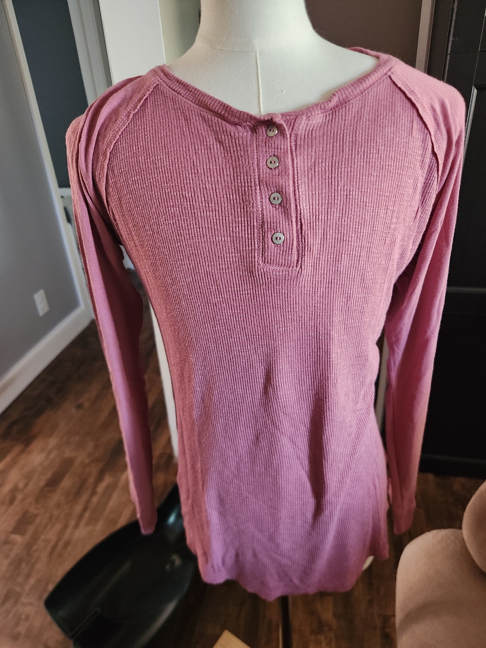 art class Mauve Pink Ribbed Henley Long Sleeve Tee